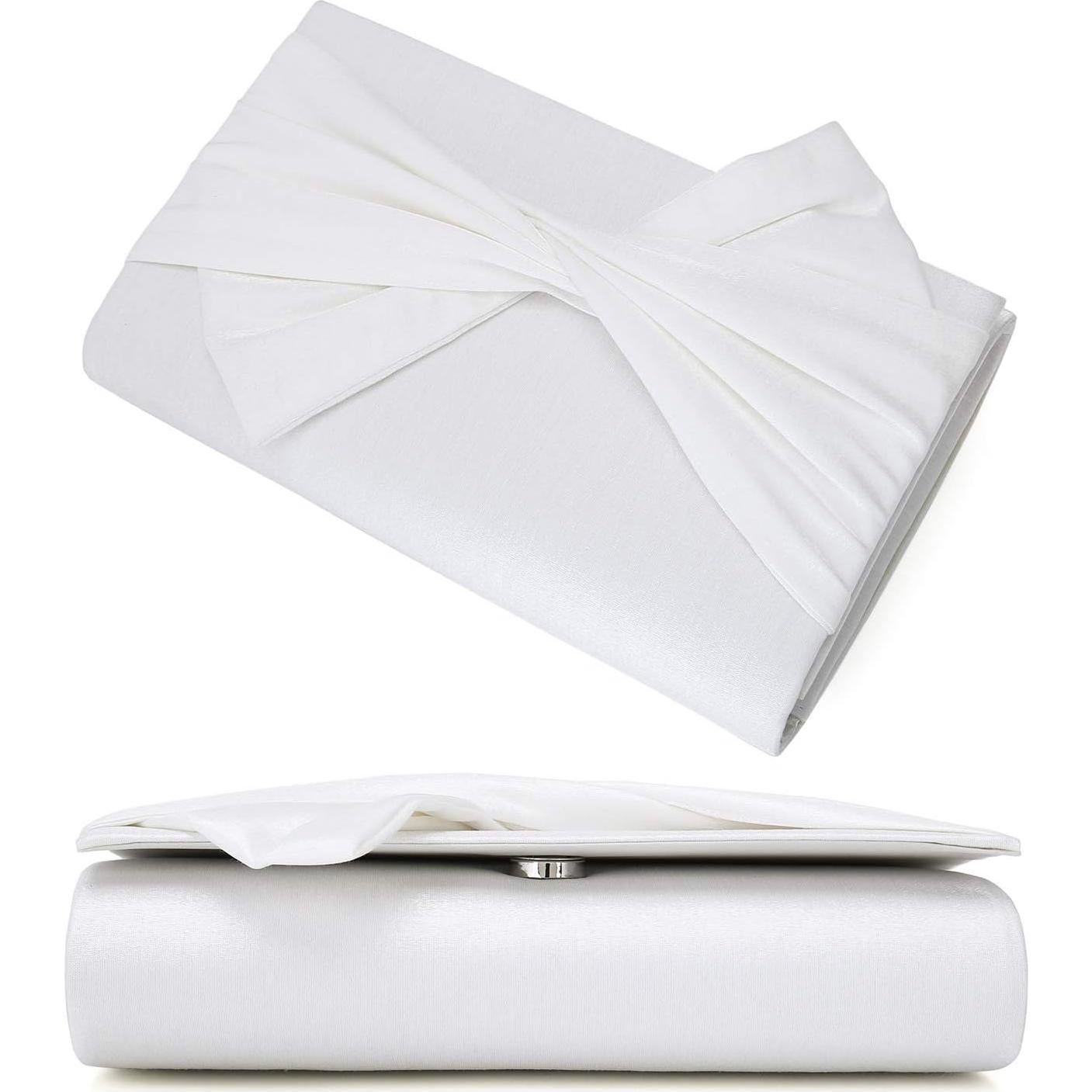 Bolso de Noche Satén iXebella Blanco con Lazo Elegante