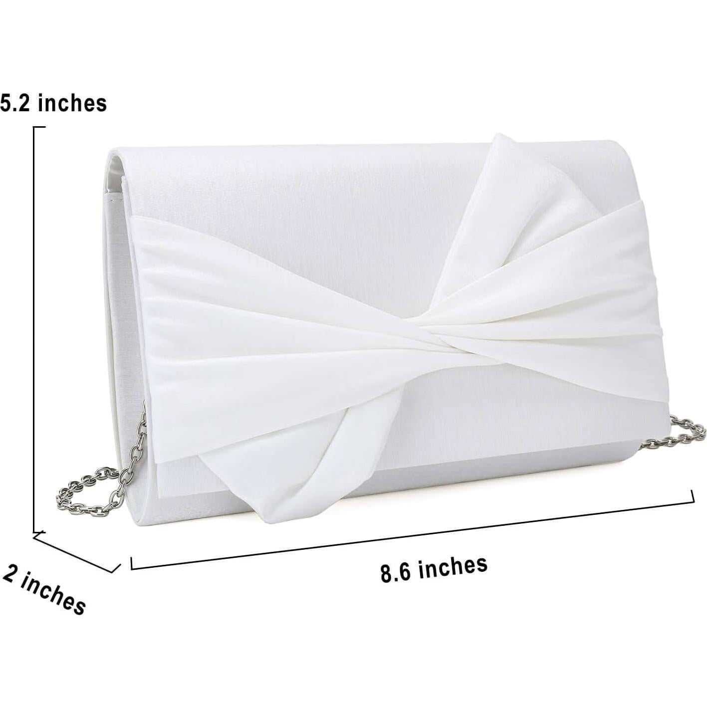 Bolso de Noche Satén iXebella Blanco con Lazo Elegante