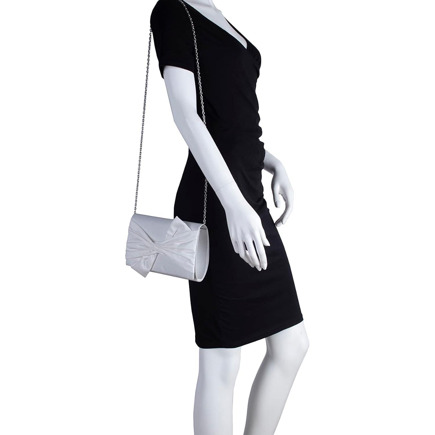 Bolso de Noche Satén iXebella Blanco con Lazo Elegante