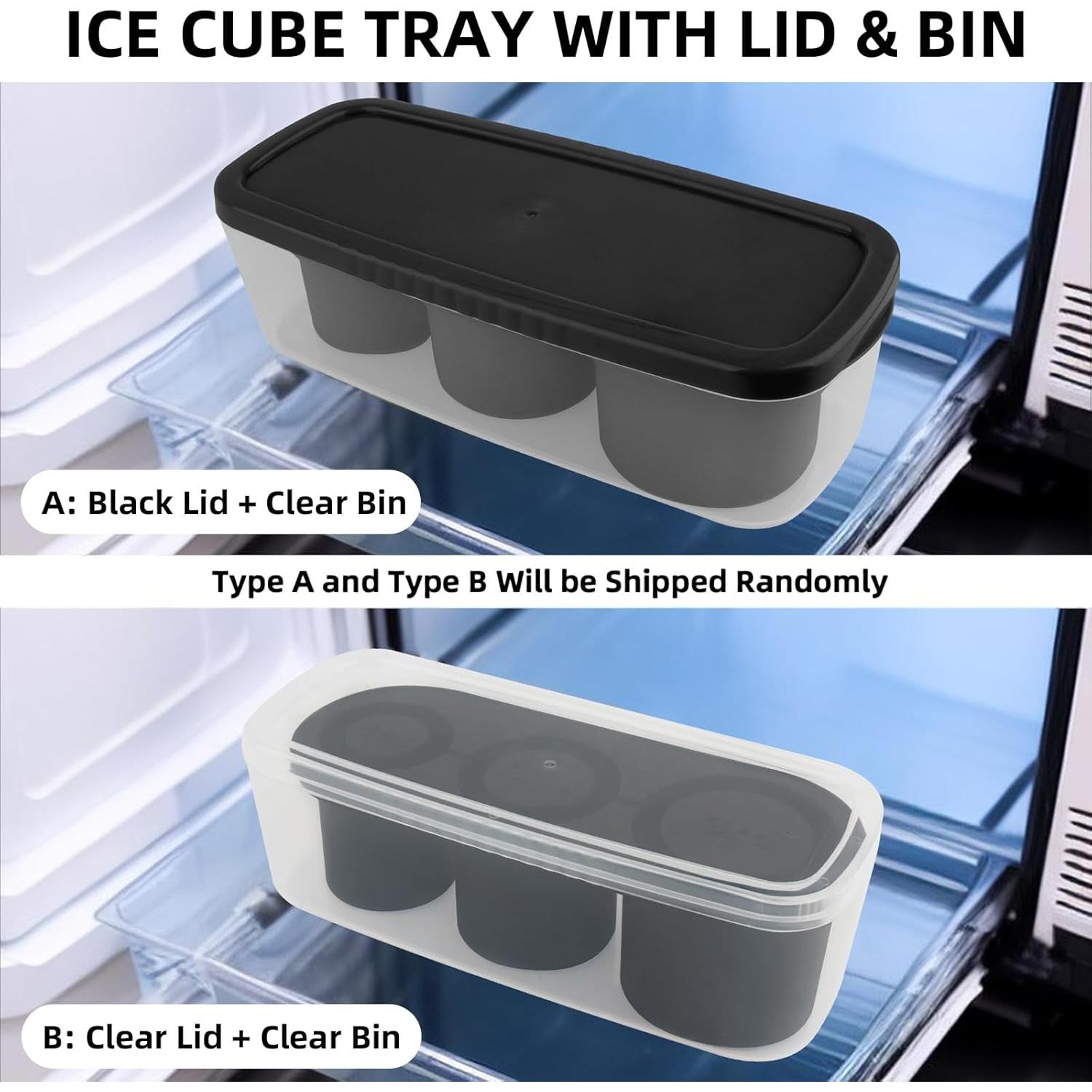 Tcamp Ice Mold for 30 oz Tumbler Cup, Silicone Ice Cube Tray With Lid and Bin for Freezer, Ice Ring Ice Maker for Chilling Cocktails, Whiskey, Drinks, Coffee, Easy Fill and Release (Black)