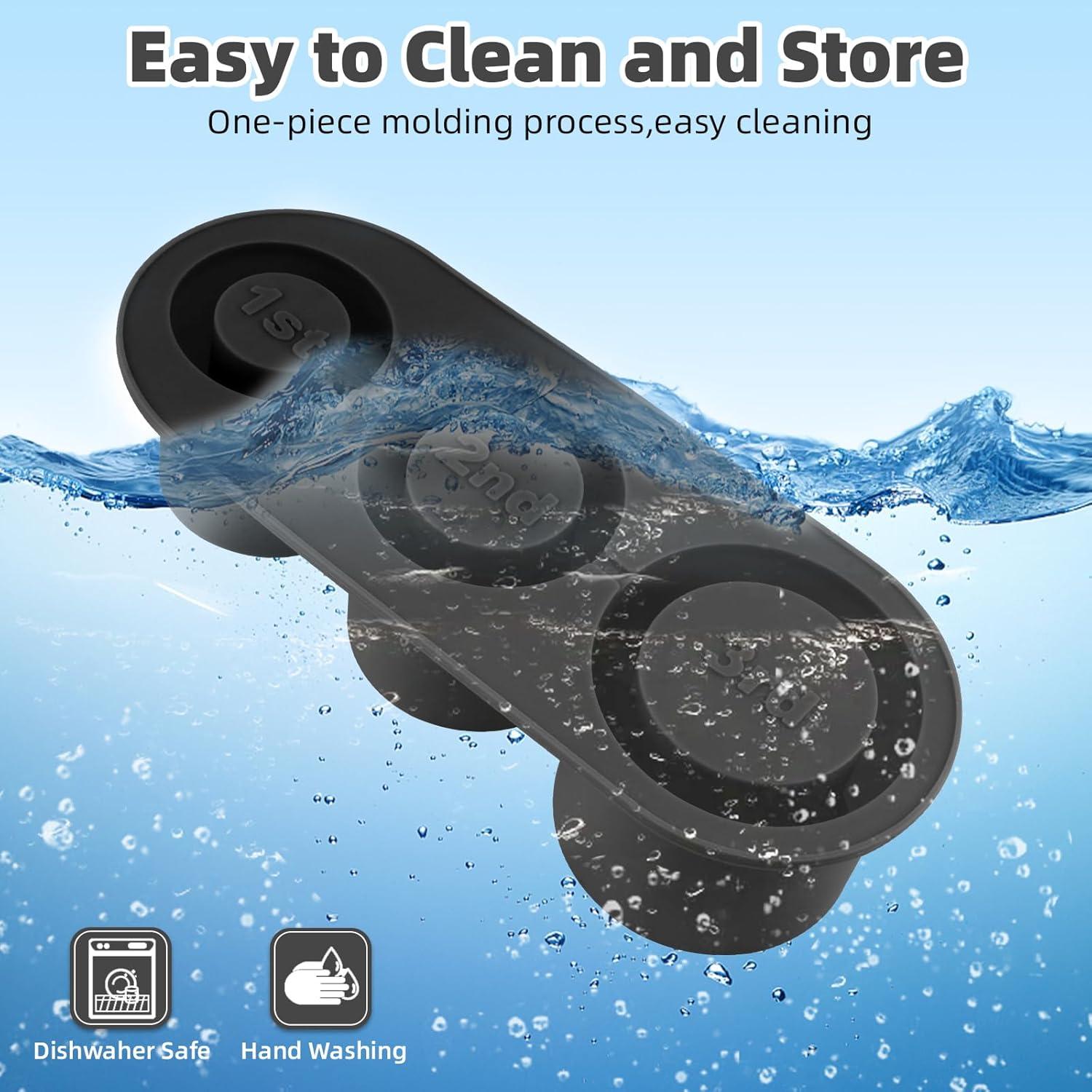 Tcamp Ice Mold for 30 oz Tumbler Cup, Silicone Ice Cube Tray With Lid and Bin for Freezer, Ice Ring Ice Maker for Chilling Cocktails, Whiskey, Drinks, Coffee, Easy Fill and Release (Black)