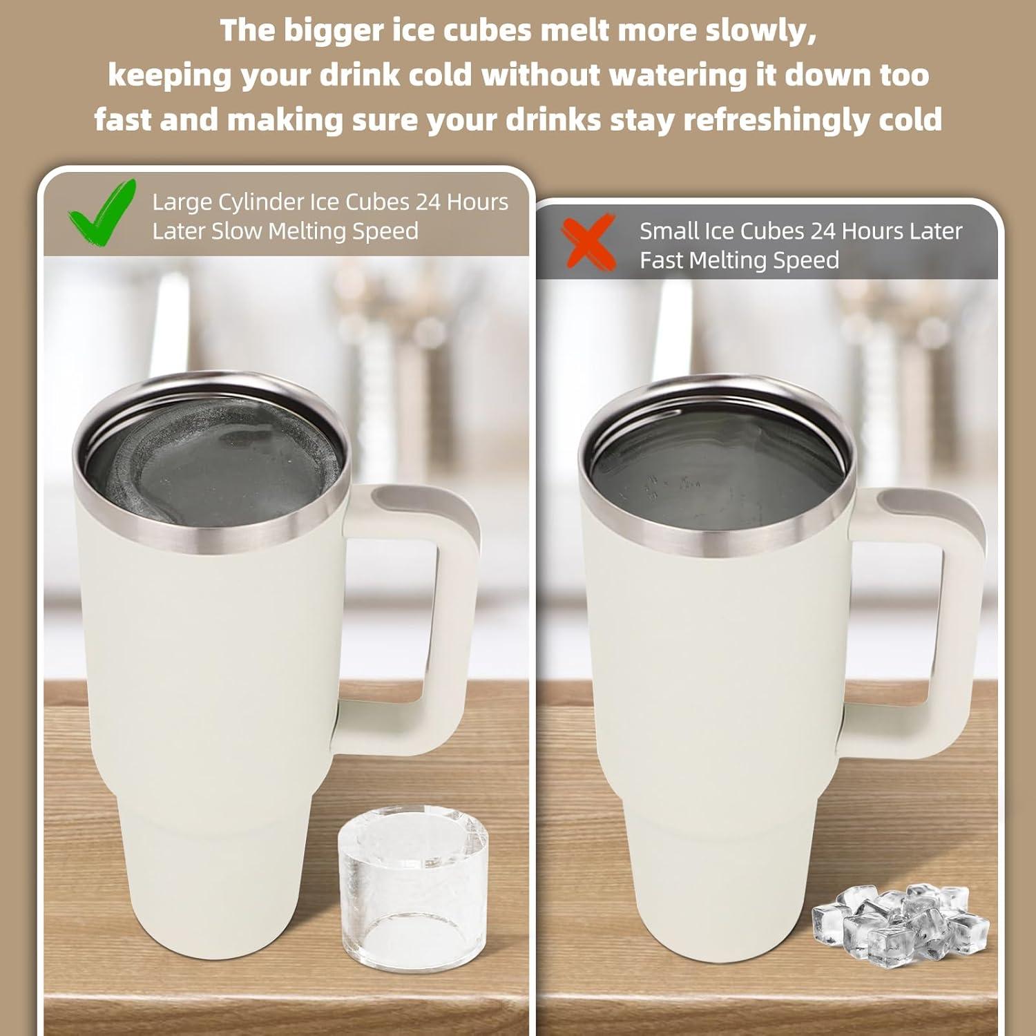 Tcamp Ice Mold for 30 oz Tumbler Cup, Silicone Ice Cube Tray With Lid and Bin for Freezer, Ice Ring Ice Maker for Chilling Cocktails, Whiskey, Drinks, Coffee, Easy Fill and Release (Black)