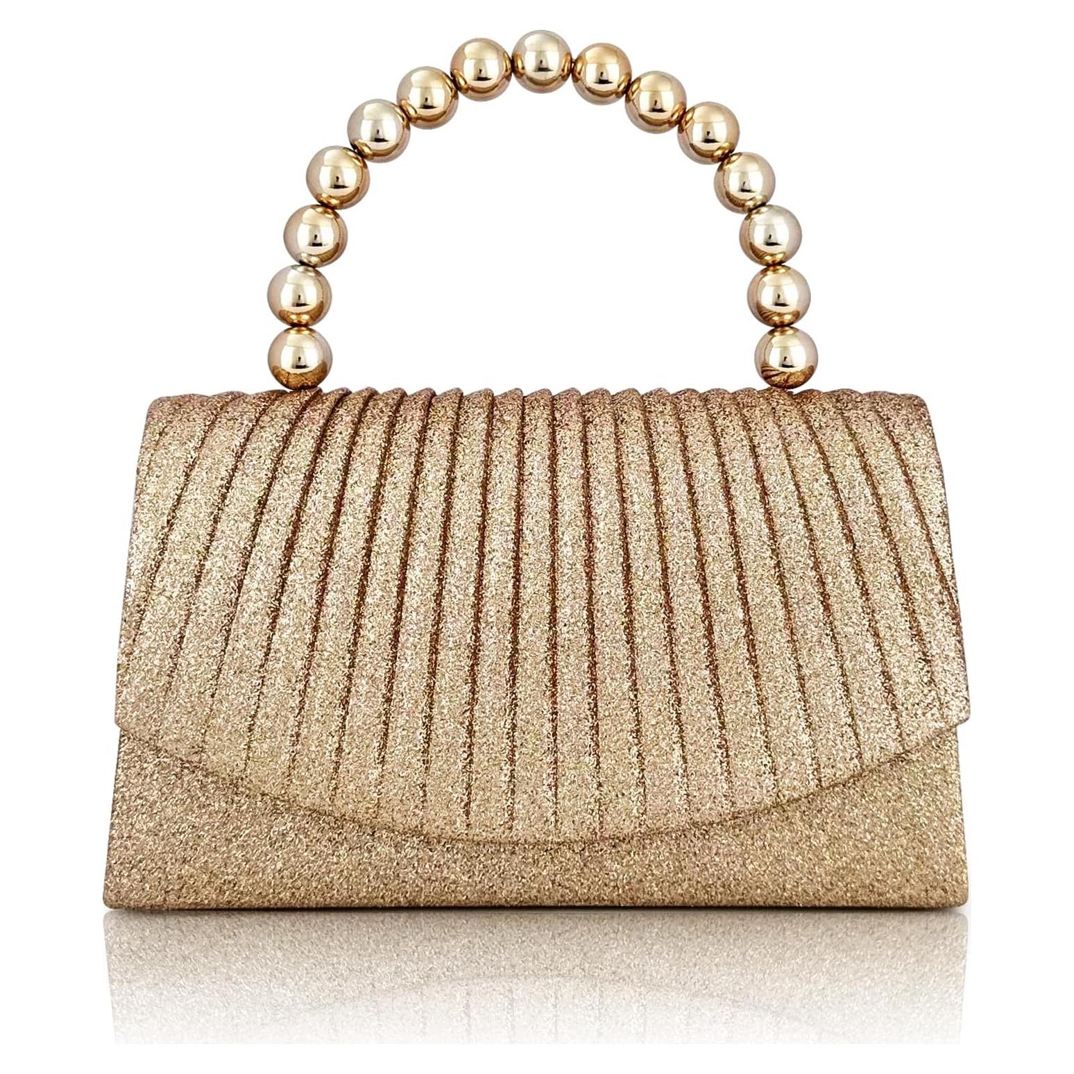 Clutch de Noche Brillante para Mujeres - Bolso Elegante con Perlas