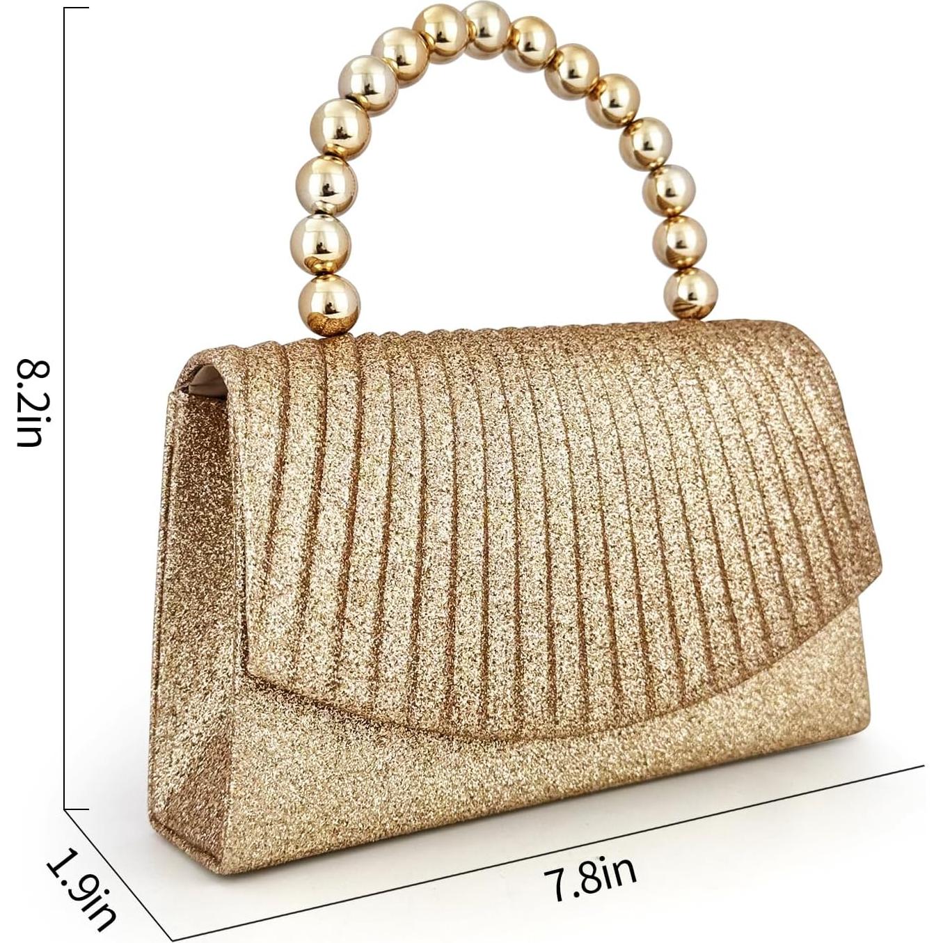 Clutch de Noche Brillante para Mujeres - Bolso Elegante con Perlas