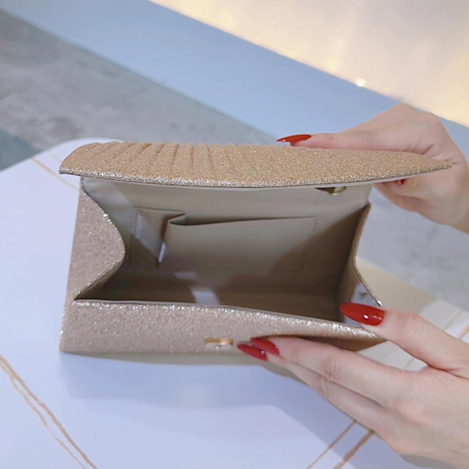 Clutch de Noche Brillante para Mujeres - Bolso Elegante con Perlas