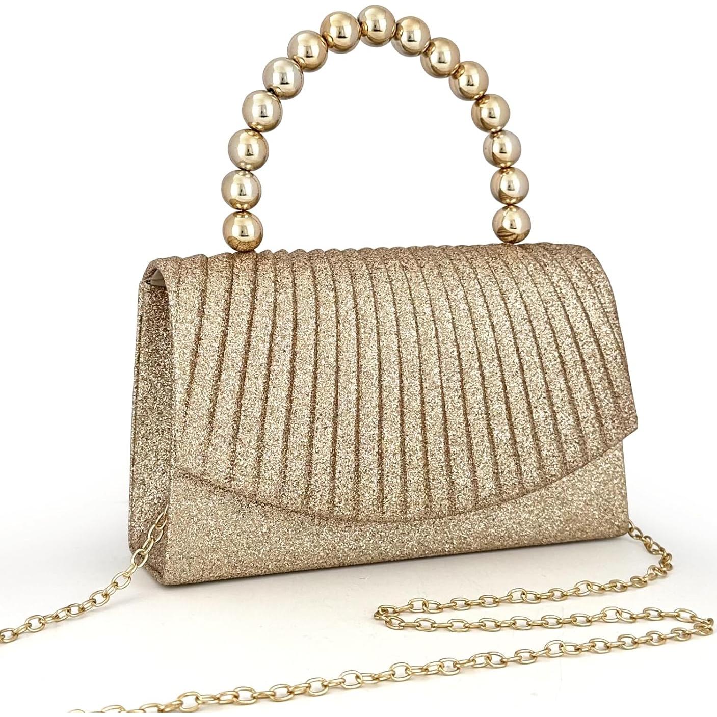 Clutch de Noche Brillante para Mujeres - Bolso Elegante con Perlas