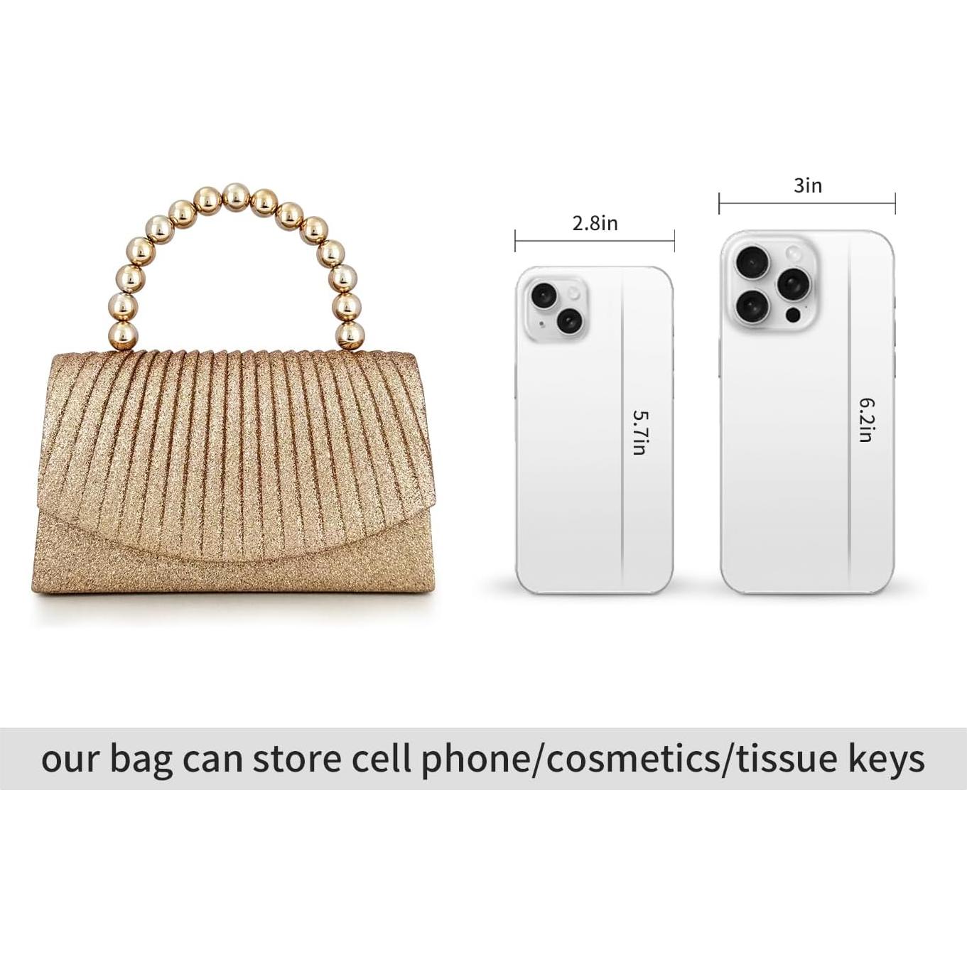 Clutch de Noche Brillante para Mujeres - Bolso Elegante con Perlas