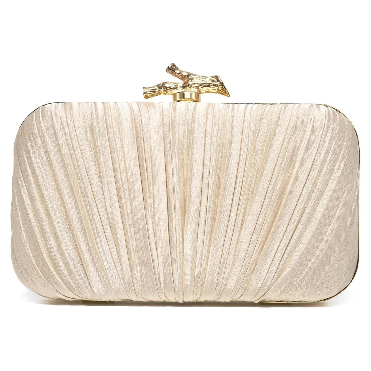 Bolso de mano dorado plisado para mujer - Elegante y versátil