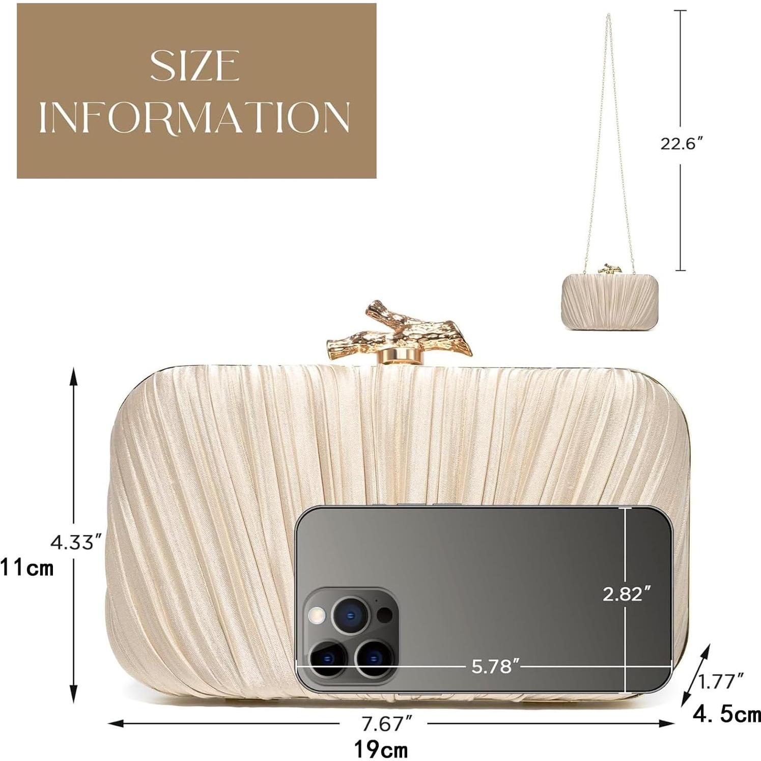 Bolso de mano dorado plisado para mujer - Elegante y versátil