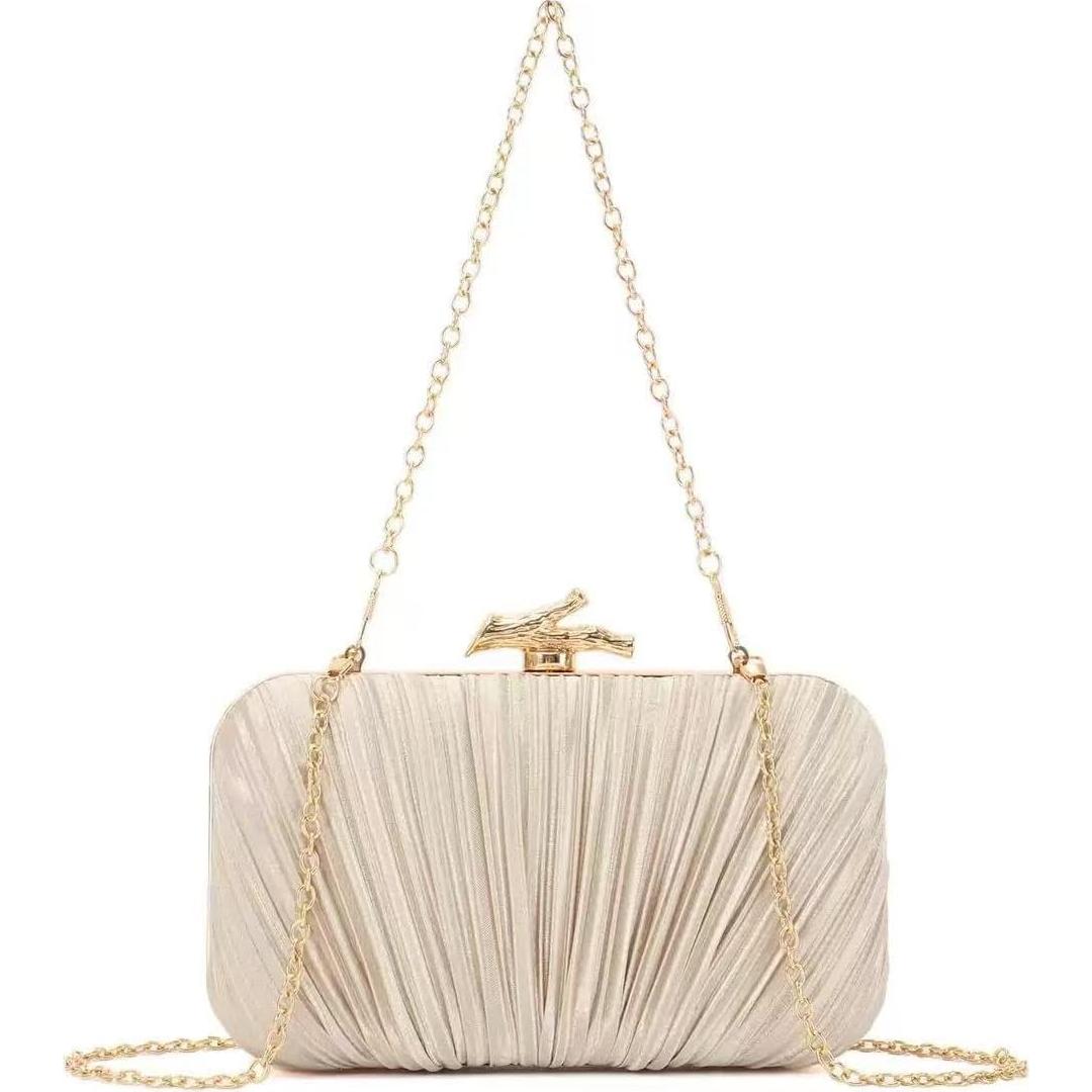 Bolso de mano dorado plisado para mujer - Elegante y versátil
