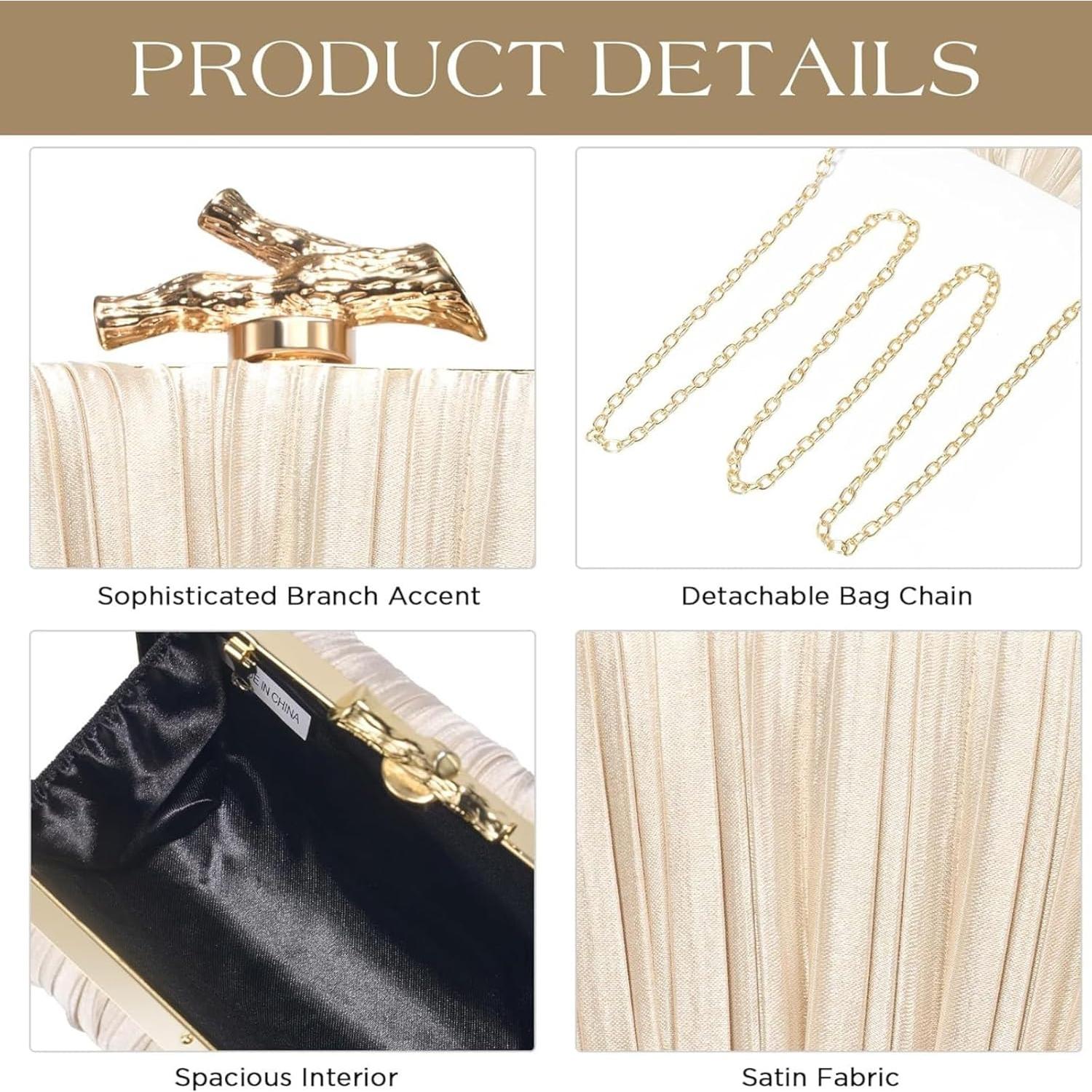 Bolso de mano dorado plisado para mujer - Elegante y versátil