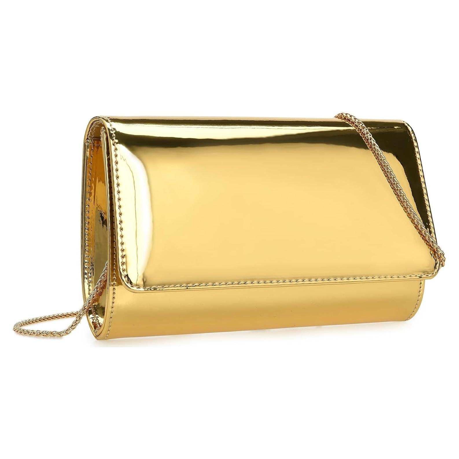 Bolso de Noche Charming Tailor Oro PU Espejado para Mujer
