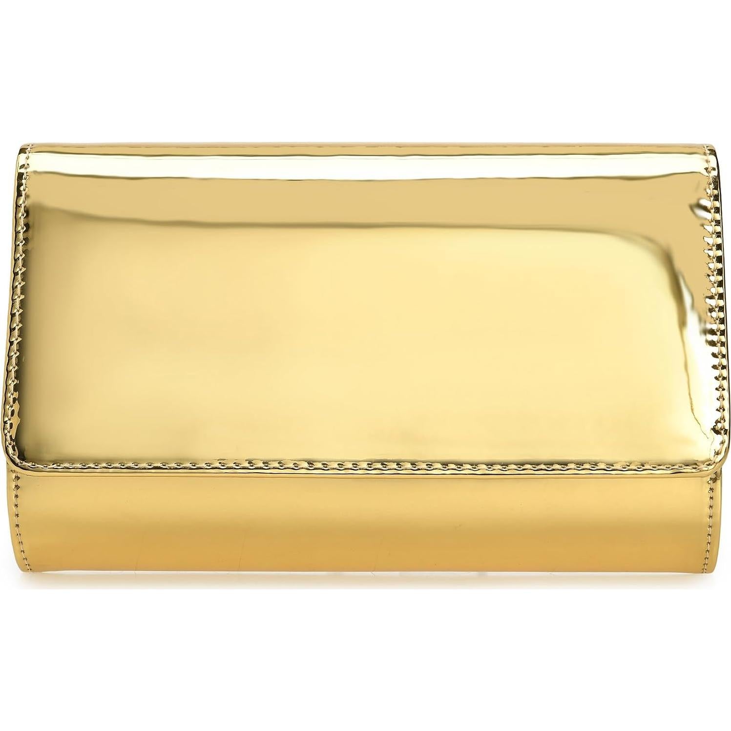 Bolso de Noche Charming Tailor Oro PU Espejado para Mujer