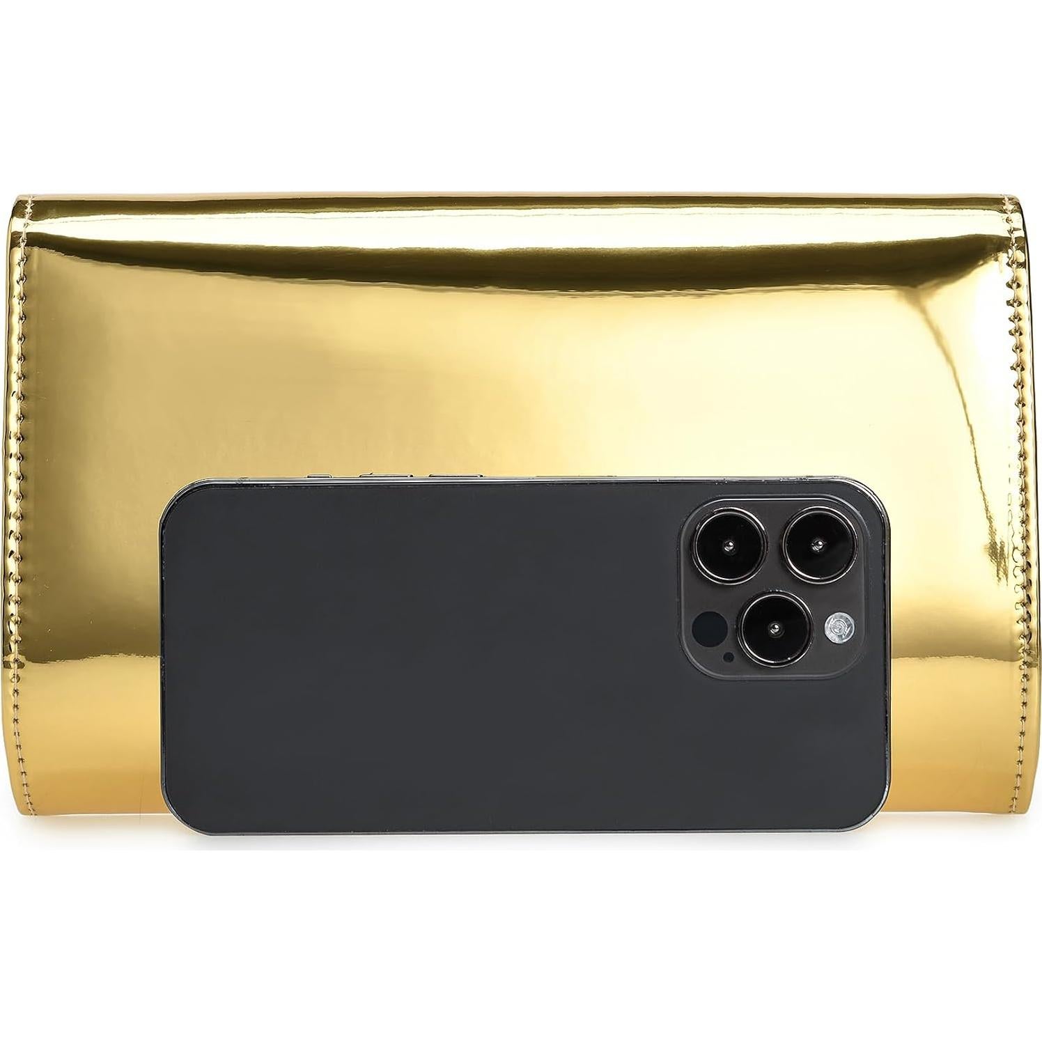 Bolso de Noche Charming Tailor Oro PU Espejado para Mujer