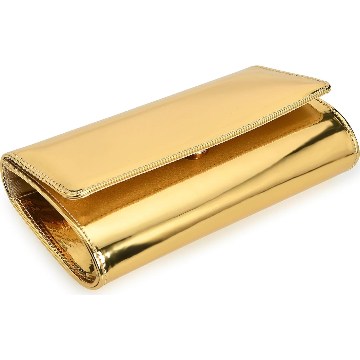 Bolso de Noche Charming Tailor Oro PU Espejado para Mujer