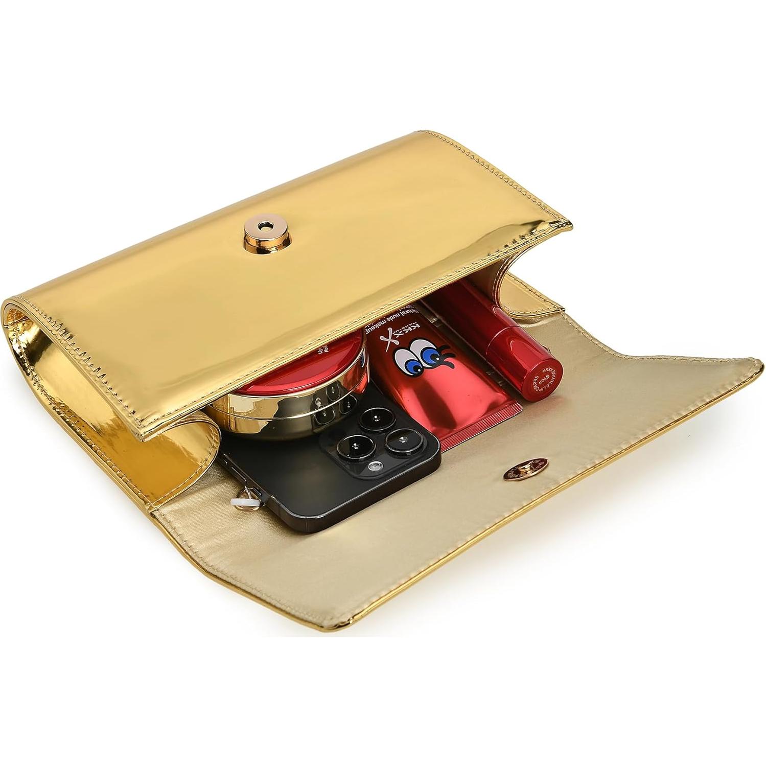 Bolso de Noche Charming Tailor Oro PU Espejado para Mujer