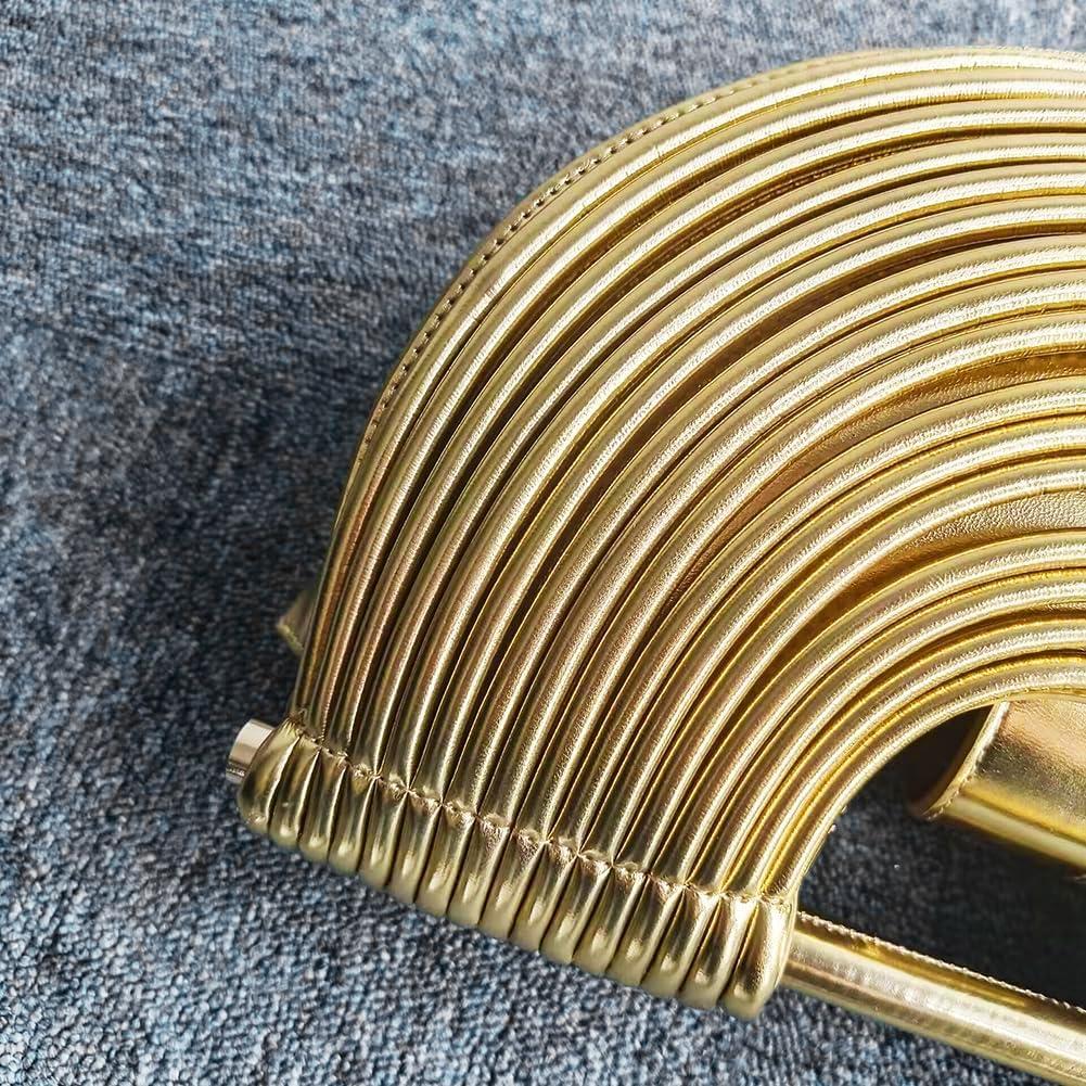 Bolso Clutch Tejido Oro Metálico para Mujeres - Formal 33x24cm