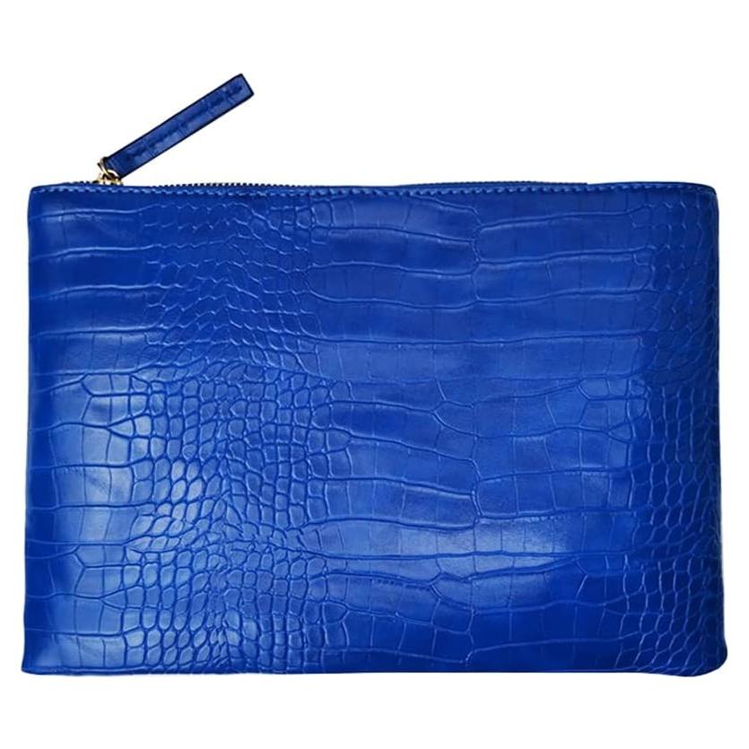 Bolso de mano grande de piel sintética para mujer - Azul