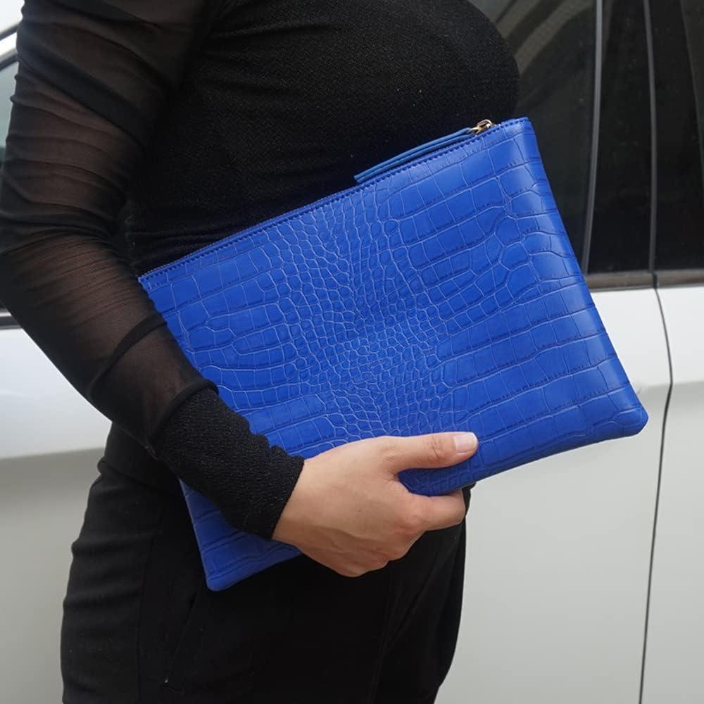 Bolso de mano grande de piel sintética para mujer - Azul