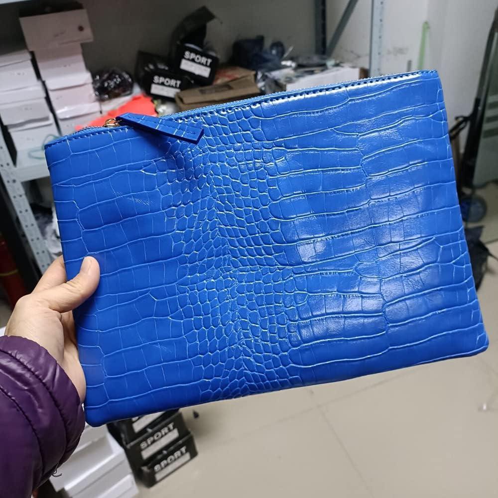 Bolso de mano grande de piel sintética para mujer - Azul