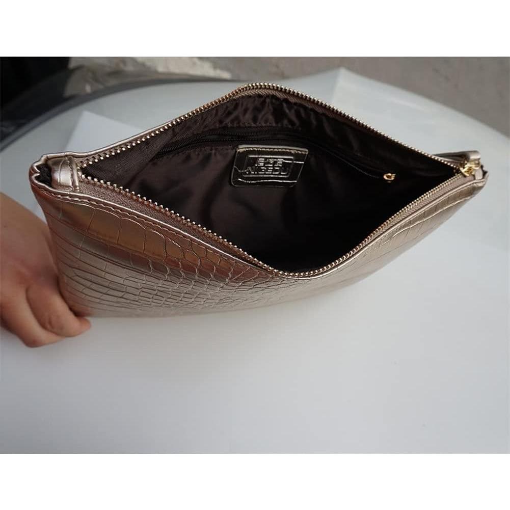 Bolso de mano grande de piel sintética para mujer - Azul