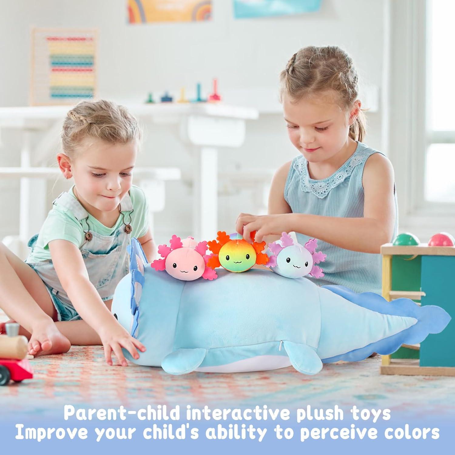 Peluche Axolote Gigante MaoGoLan con 3 Bebés - 60 cm