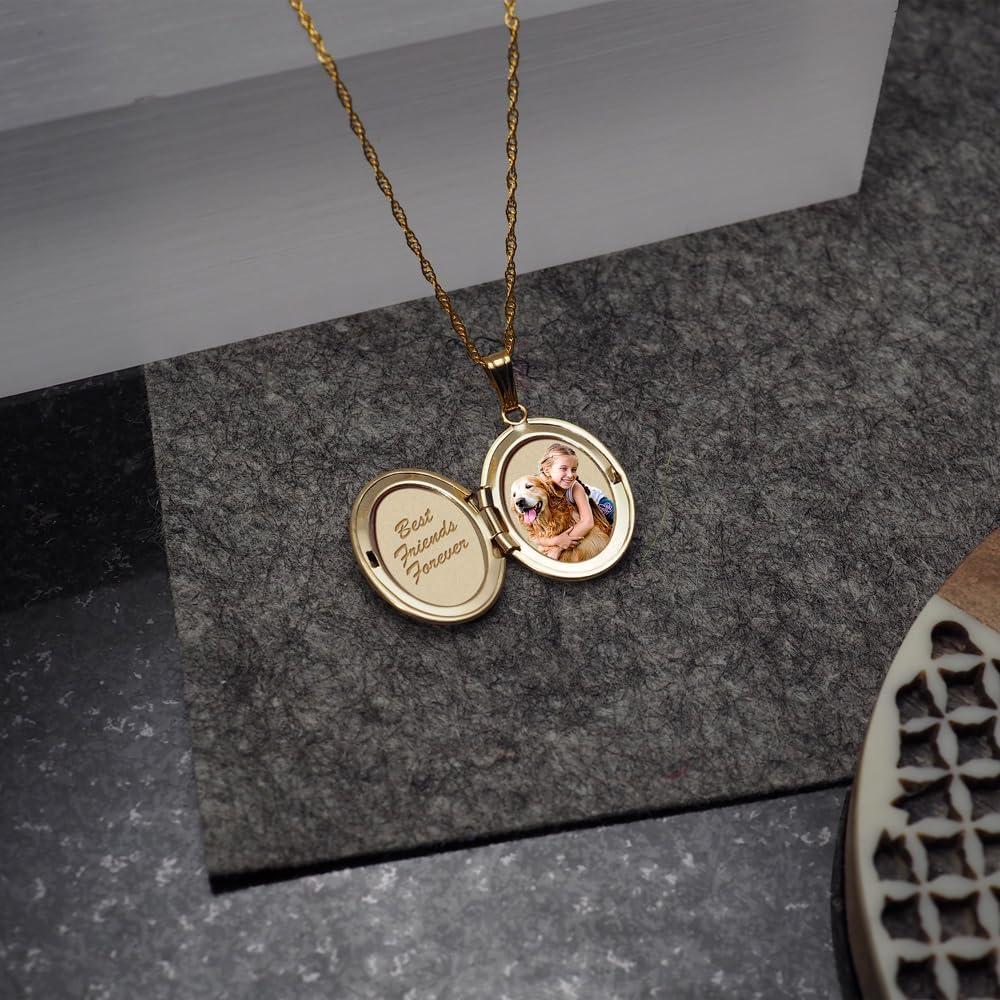 Locket Oval de Oro Relleno 14K 1.6x1.9cm con Cadena 45.7cm