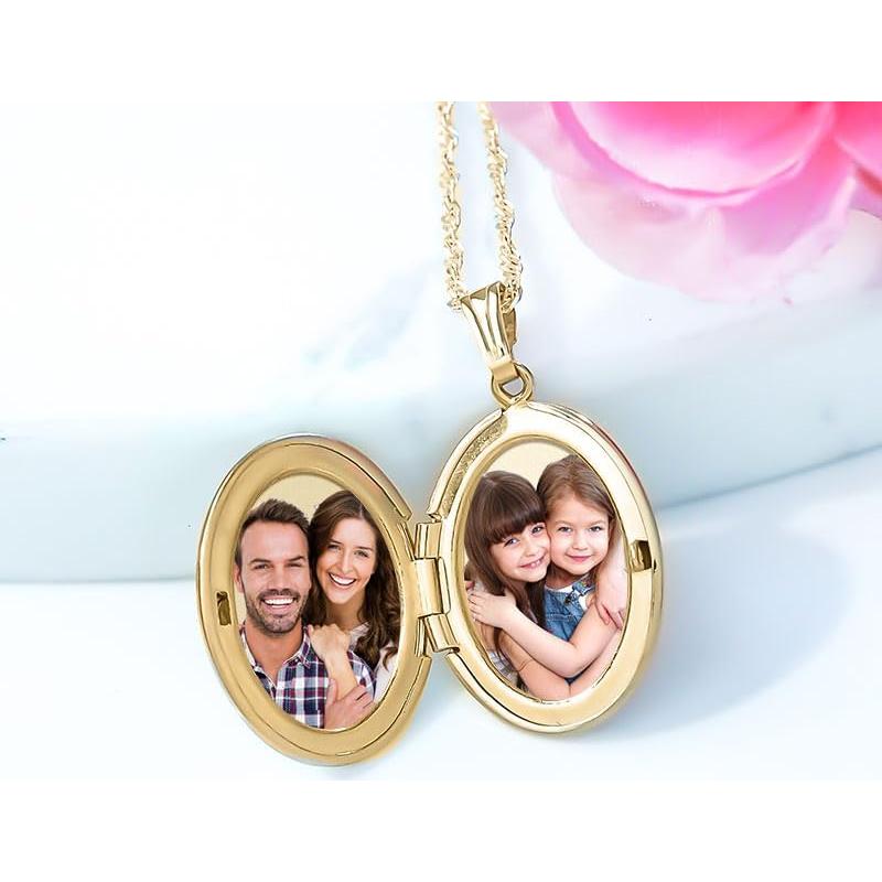 Locket Oval de Oro Relleno 14K 1.6x1.9cm con Cadena 45.7cm