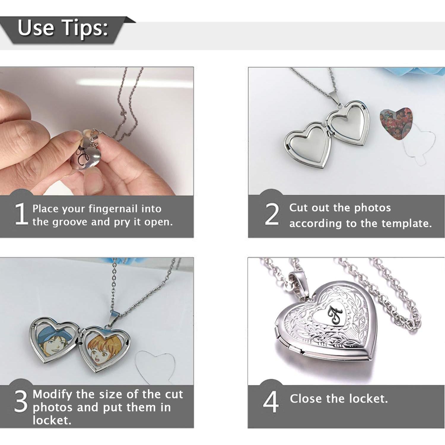 Collar Medallón Corazón Inicial Hutou Oro 18K para Fotos