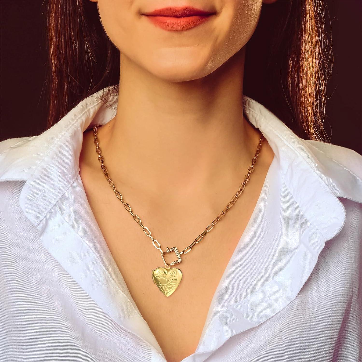 20 Encantos de Locket Corazón Dorado para Joyería DIY