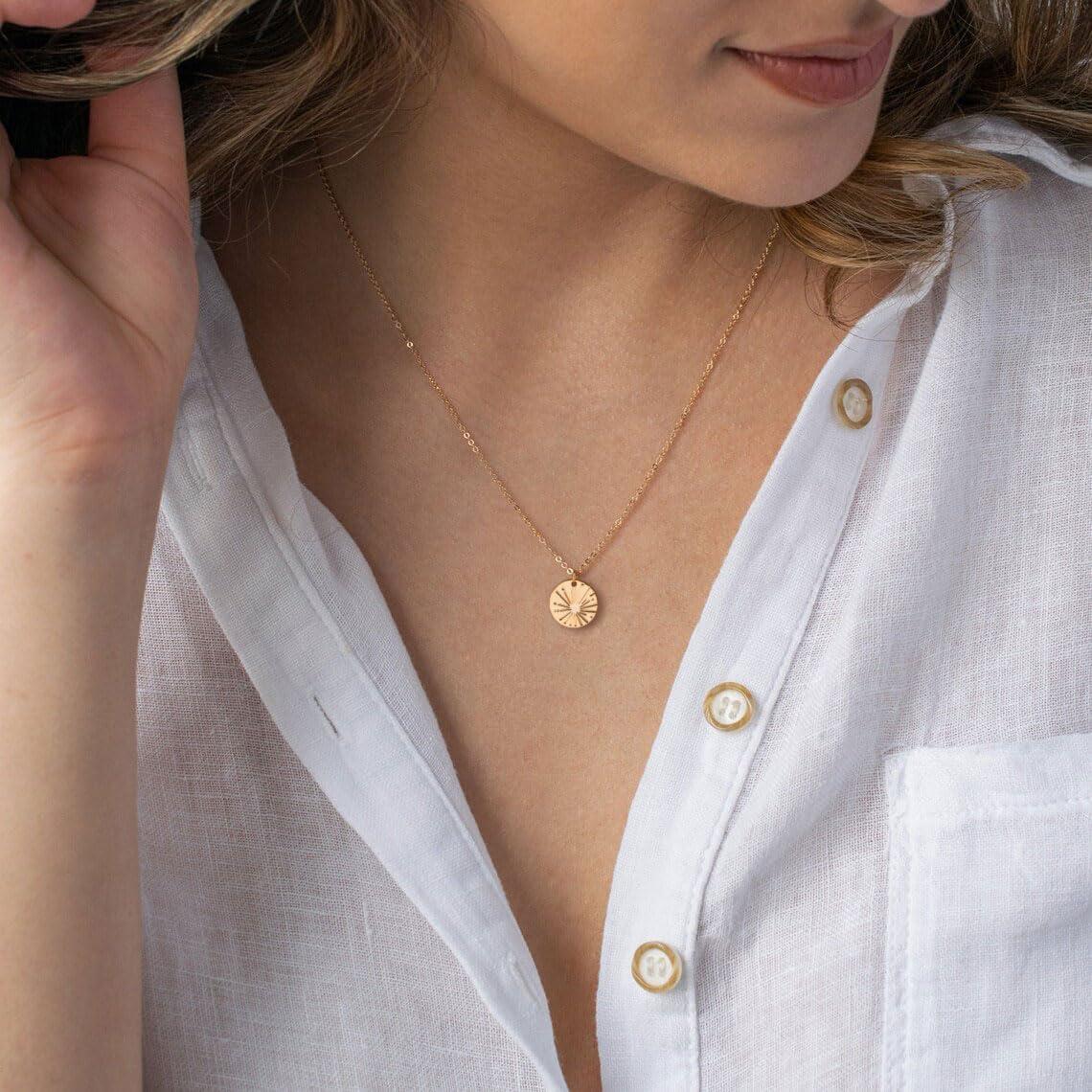 Collar de Oro 14k para Mujeres - Collar Sol Dainty