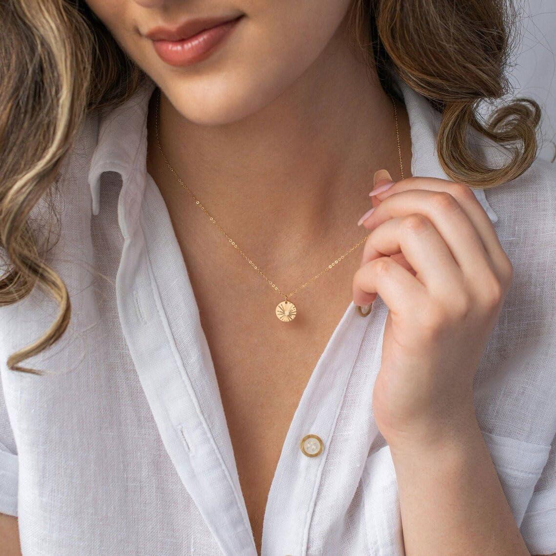 Collar de Oro 14k para Mujeres - Collar Sol Dainty