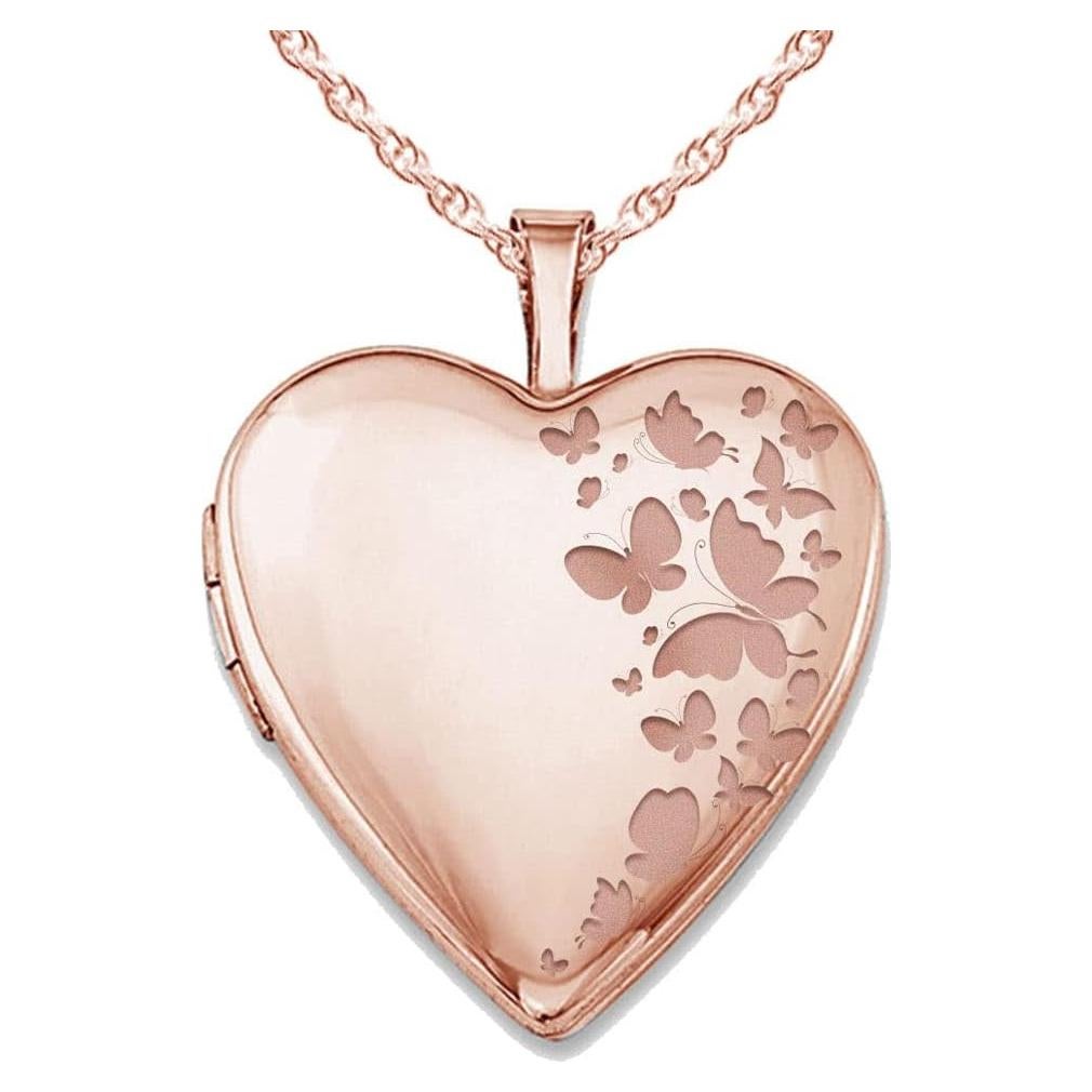 Collar Locket Corazón Personalizado Oro Rosa 1.9 cm - PicturesOnGold