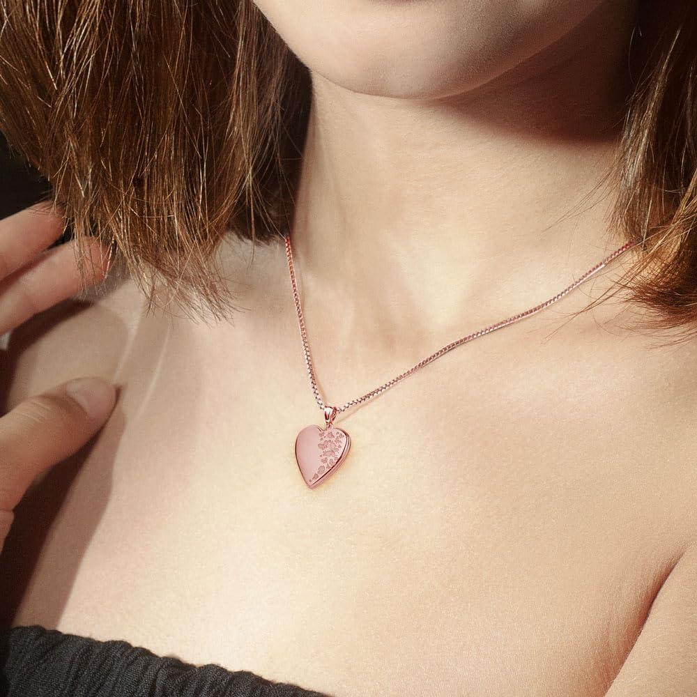 Collar Locket Corazón Personalizado Oro Rosa 1.9 cm - PicturesOnGold