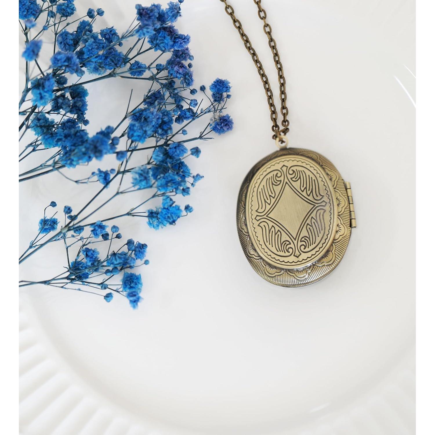 Collar colgante de flores prensadas hecho a mano con cierre de bronce