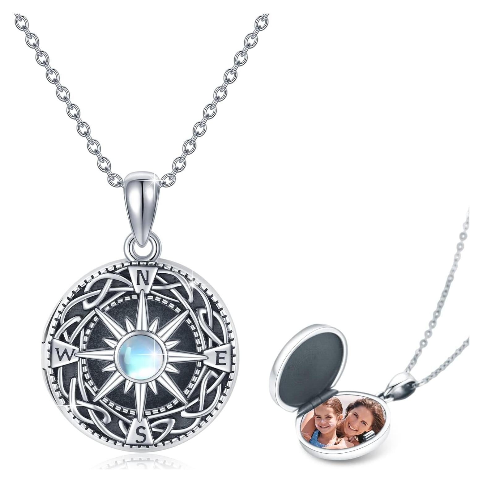 Collar Locket TUGHRA con Brújula en Plata Esterlina 925