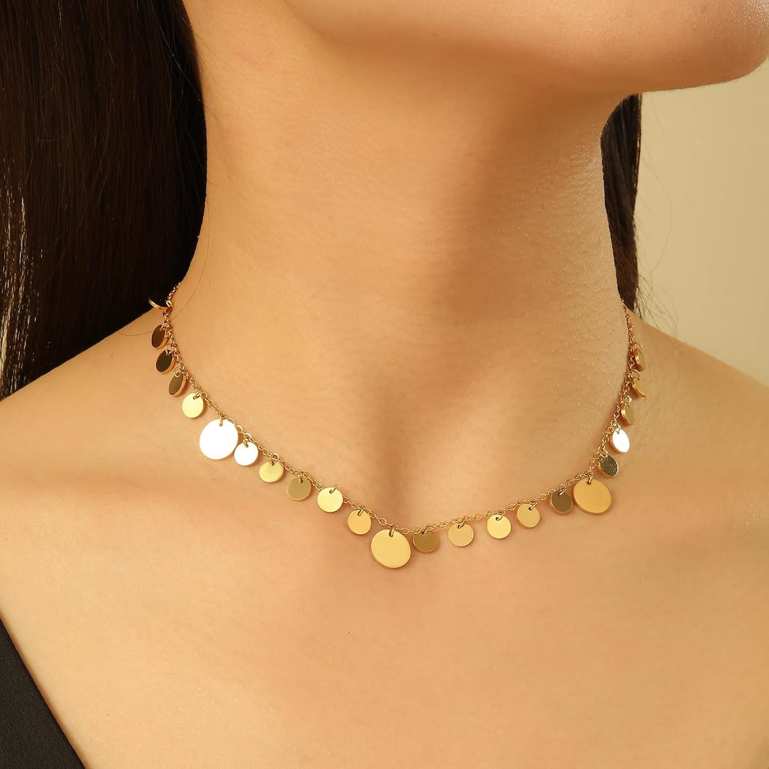 Collar Locket Acero Inoxidable Dorado Mujeres 1.98g Joyería