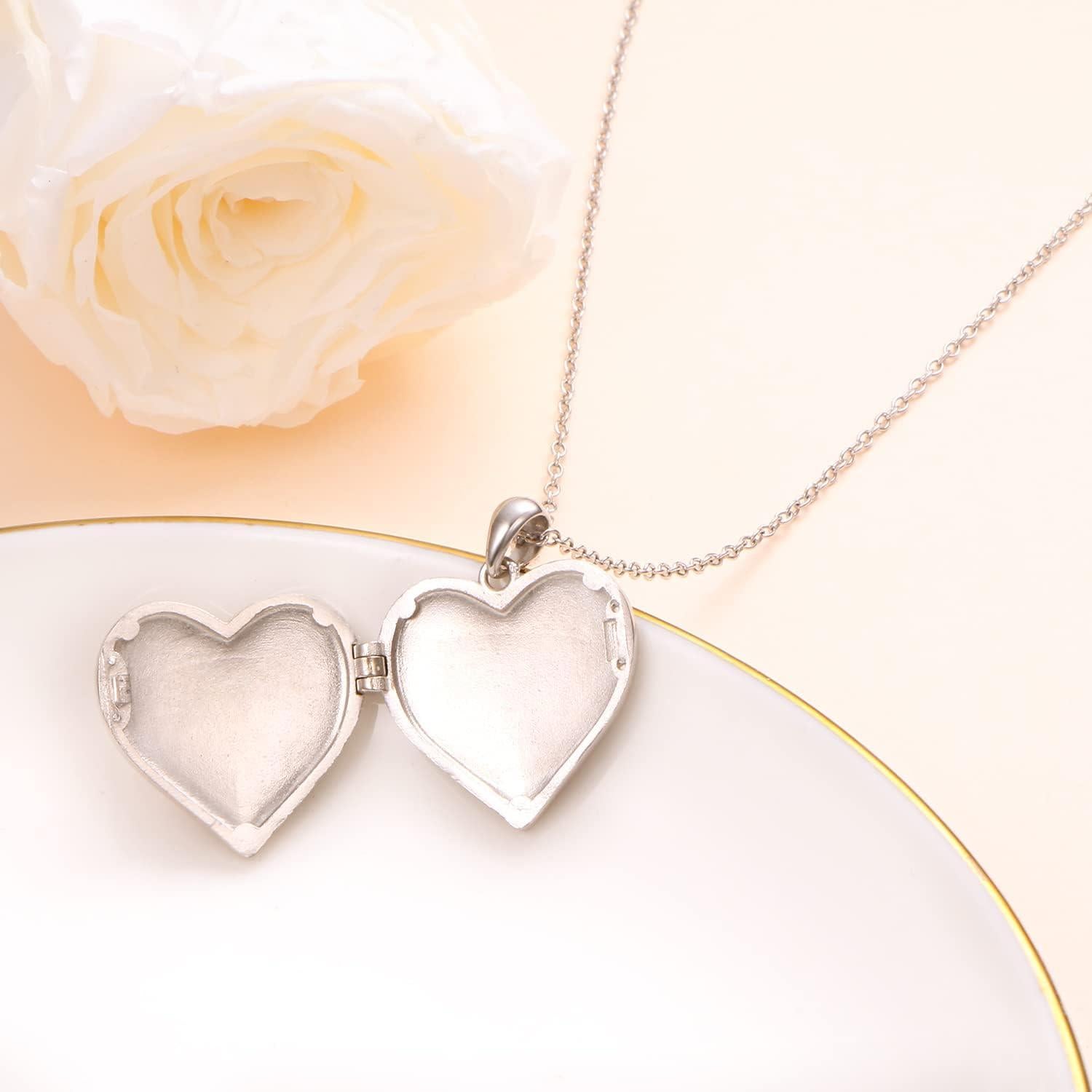 Collar Locket Corazón Plata de Ley S925 Madre e Hija