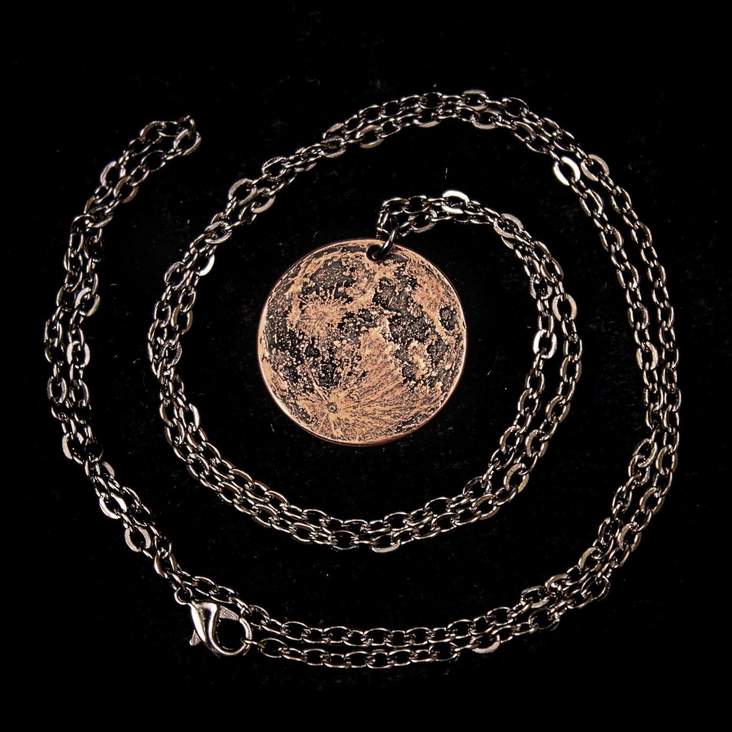 Collar de Cobre Luna de Tierra - Colgante 2.54 cm Hecho a Mano