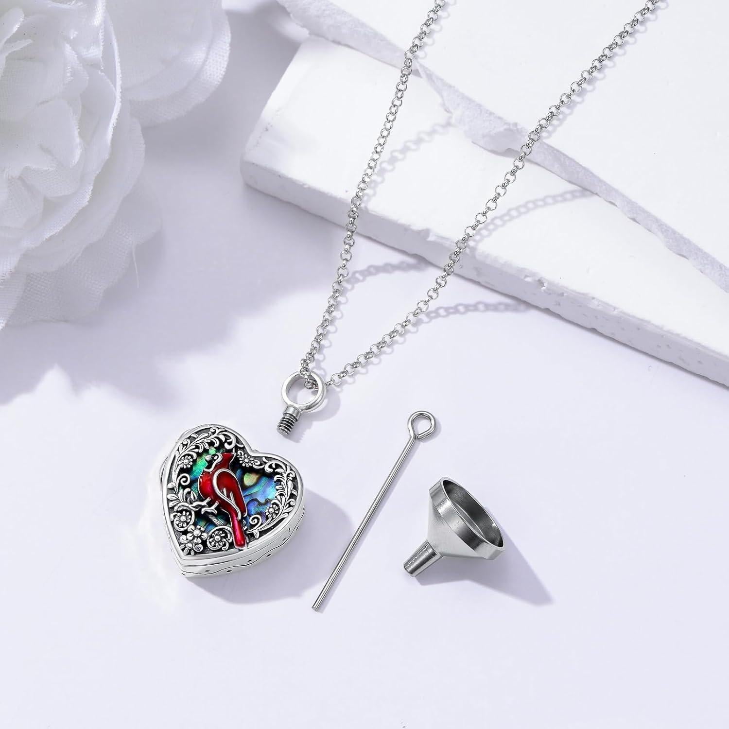 Collar Locket de Corazón para Cenizas y Fotos MEIDERBO Plata 925