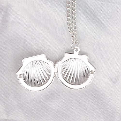 Collar Locket de Concha de Mar Plata para Mujeres y Niñas