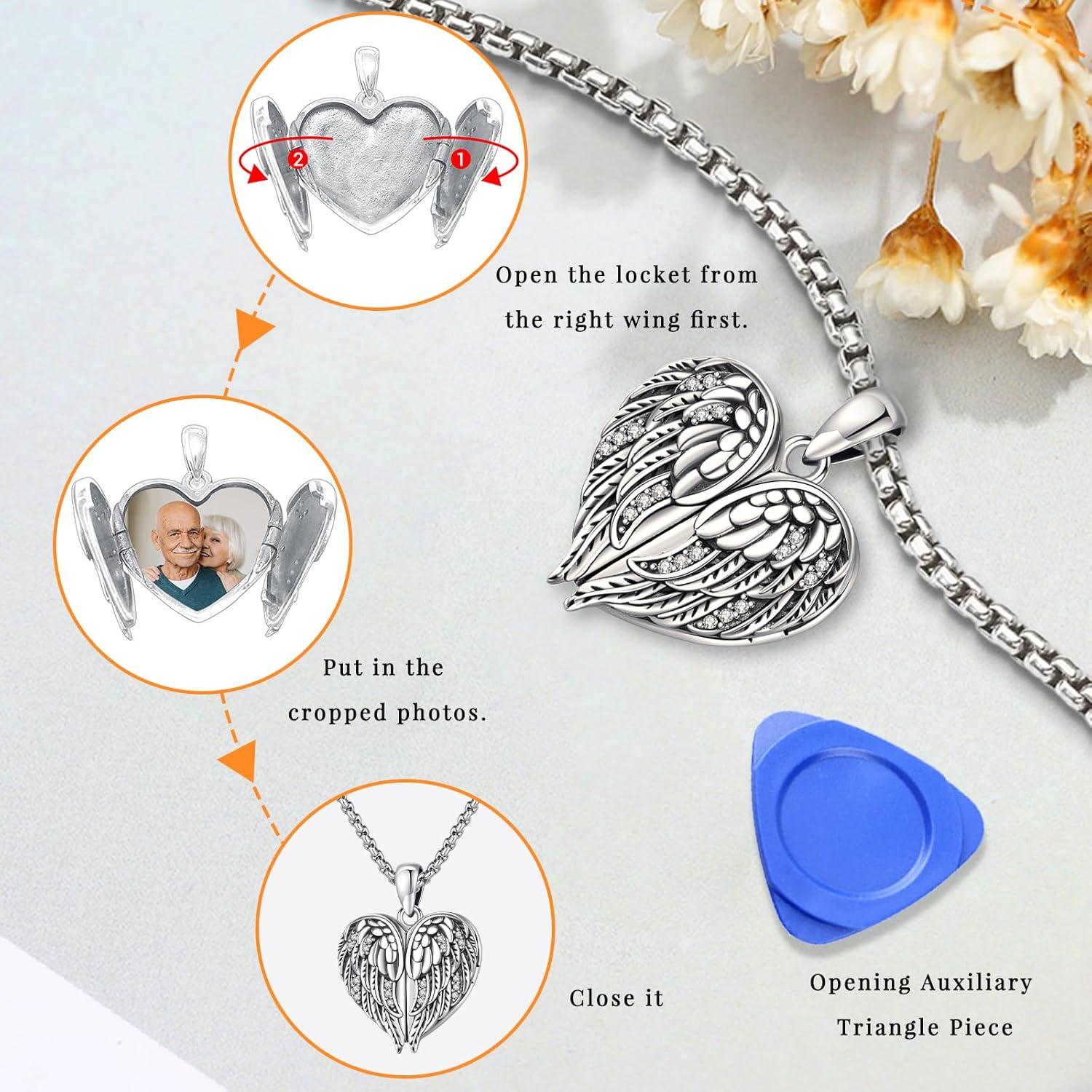 Collar Medallón Alas de Ángel Plata 925 con Cadena 56 cm