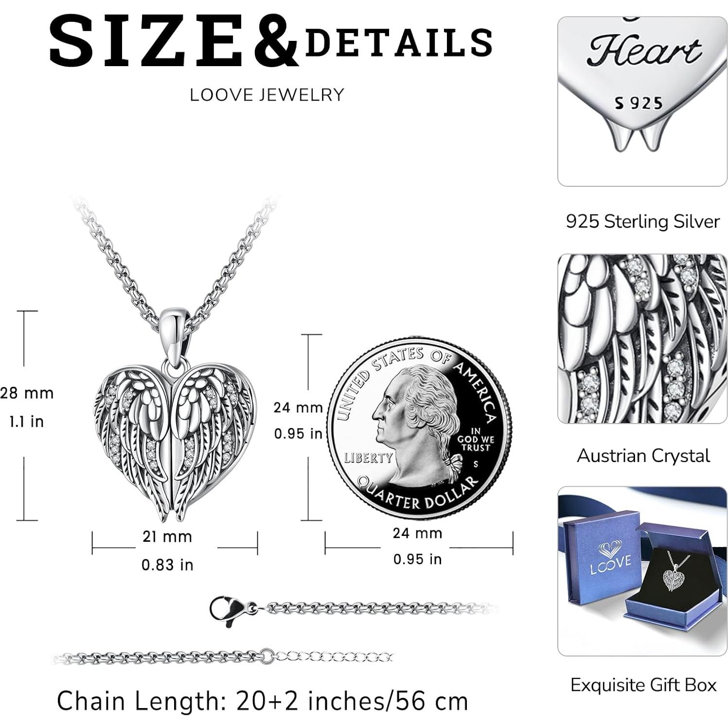 Collar Medallón Alas de Ángel Plata 925 con Cadena 56 cm