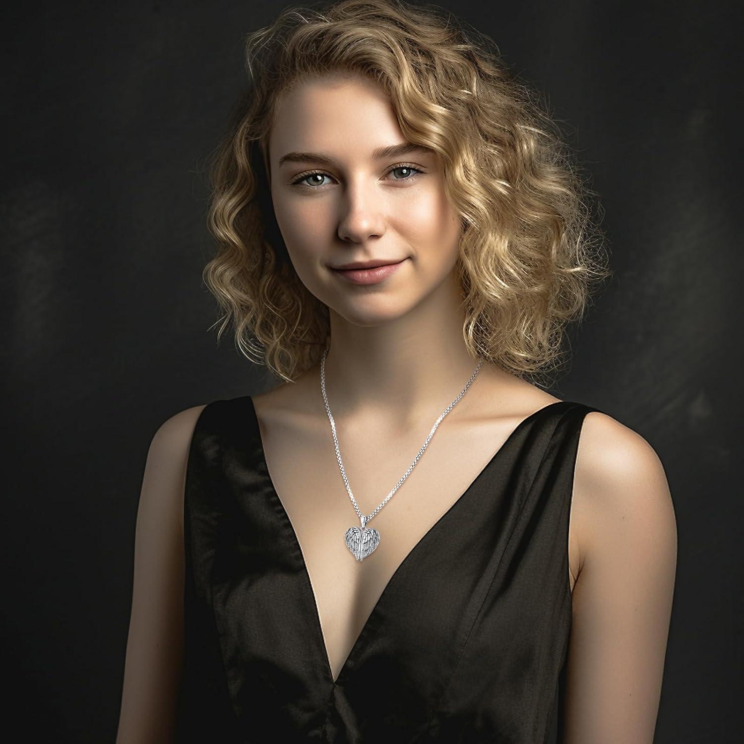 Collar Medallón Alas de Ángel Plata 925 con Cadena 56 cm