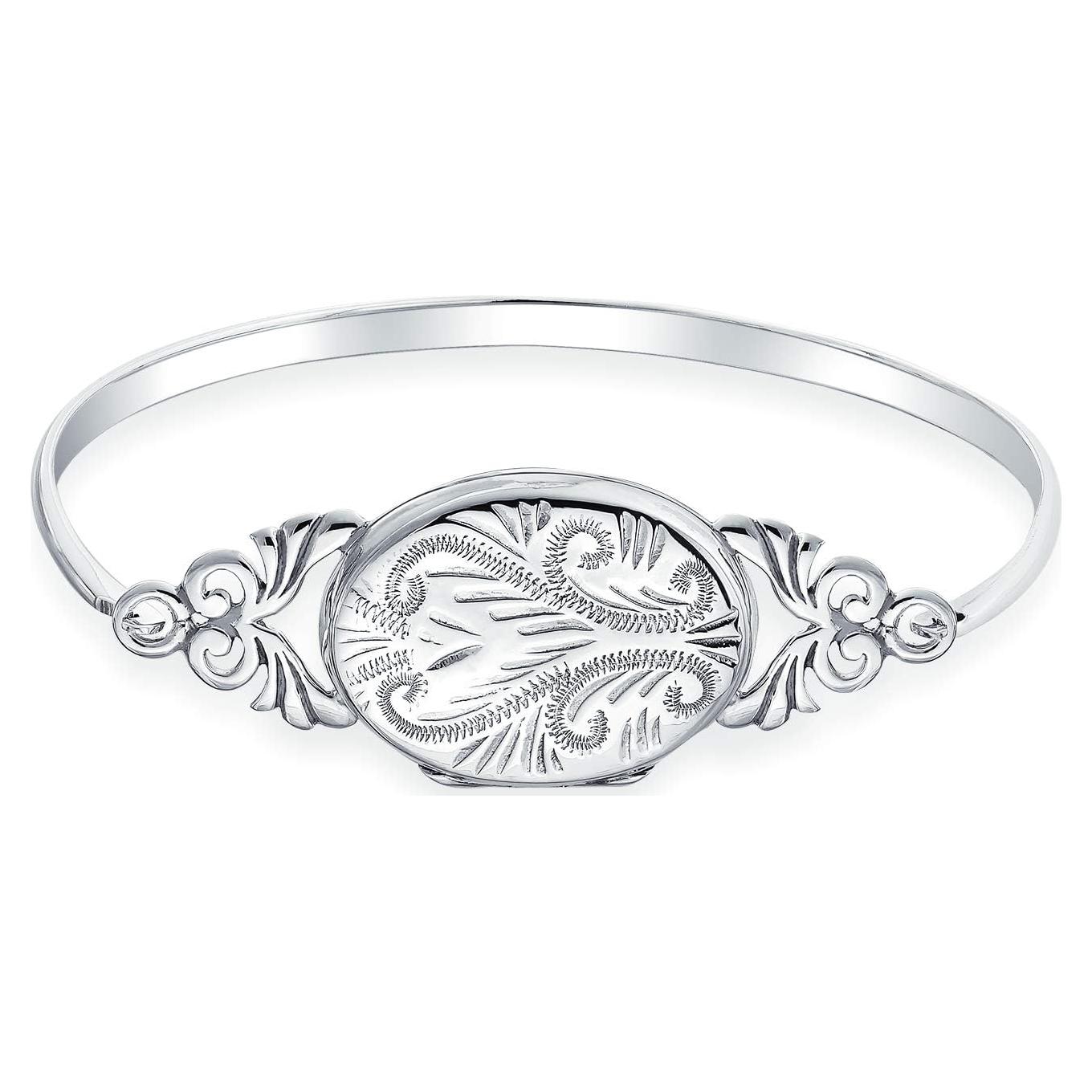 Brazalete de Medallón Vintage Personalizado Bling Jewelry Plata