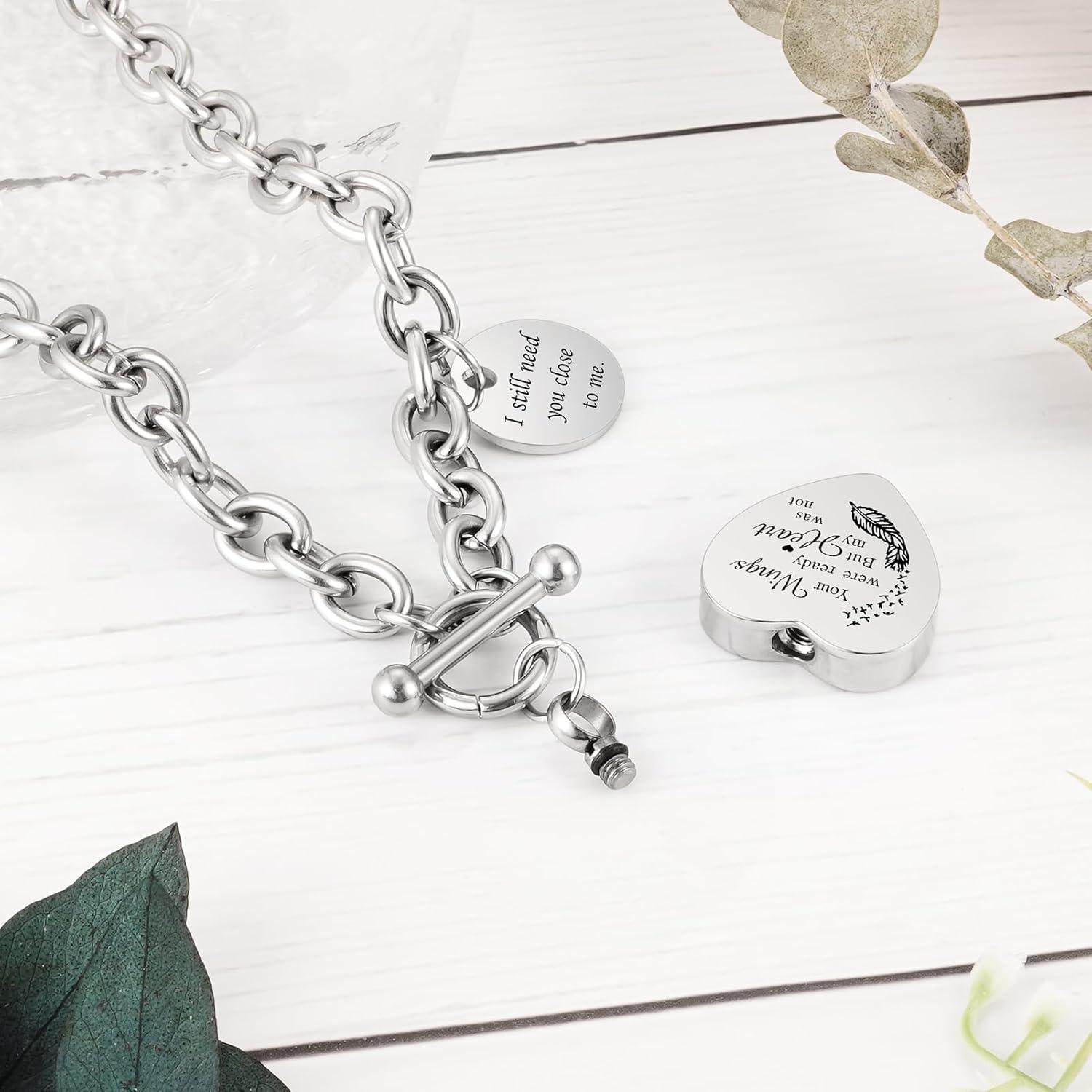 Collar de cremación XIUDA corazón acero inoxidable para cenizas