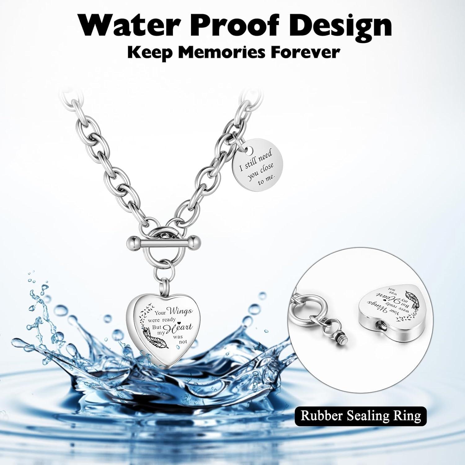 Collar de cremación XIUDA corazón acero inoxidable para cenizas