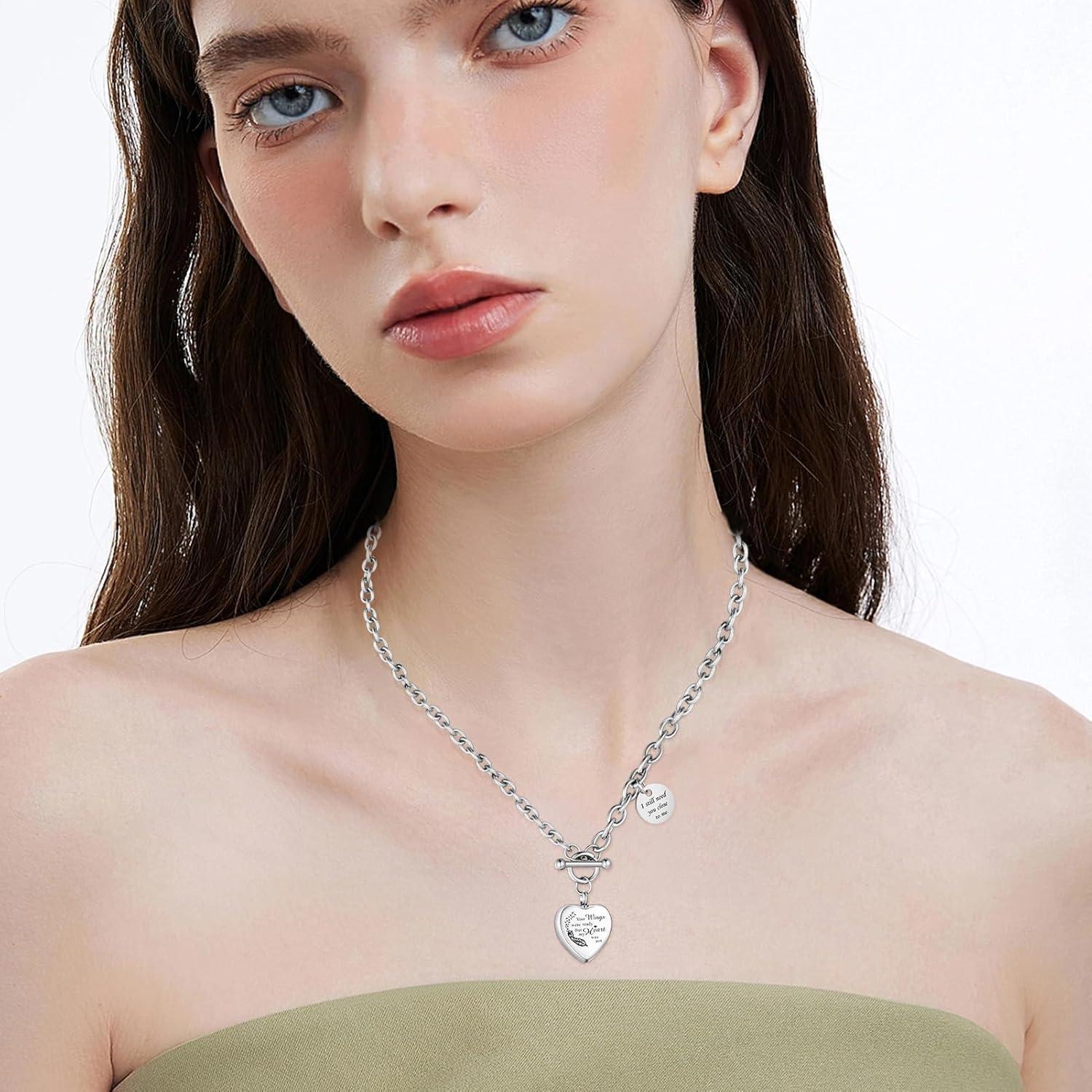 Collar de cremación XIUDA corazón acero inoxidable para cenizas