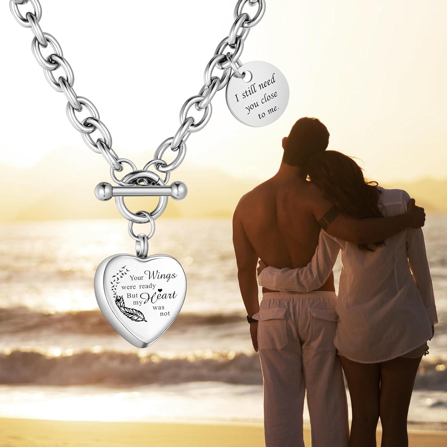 Collar de cremación XIUDA corazón acero inoxidable para cenizas