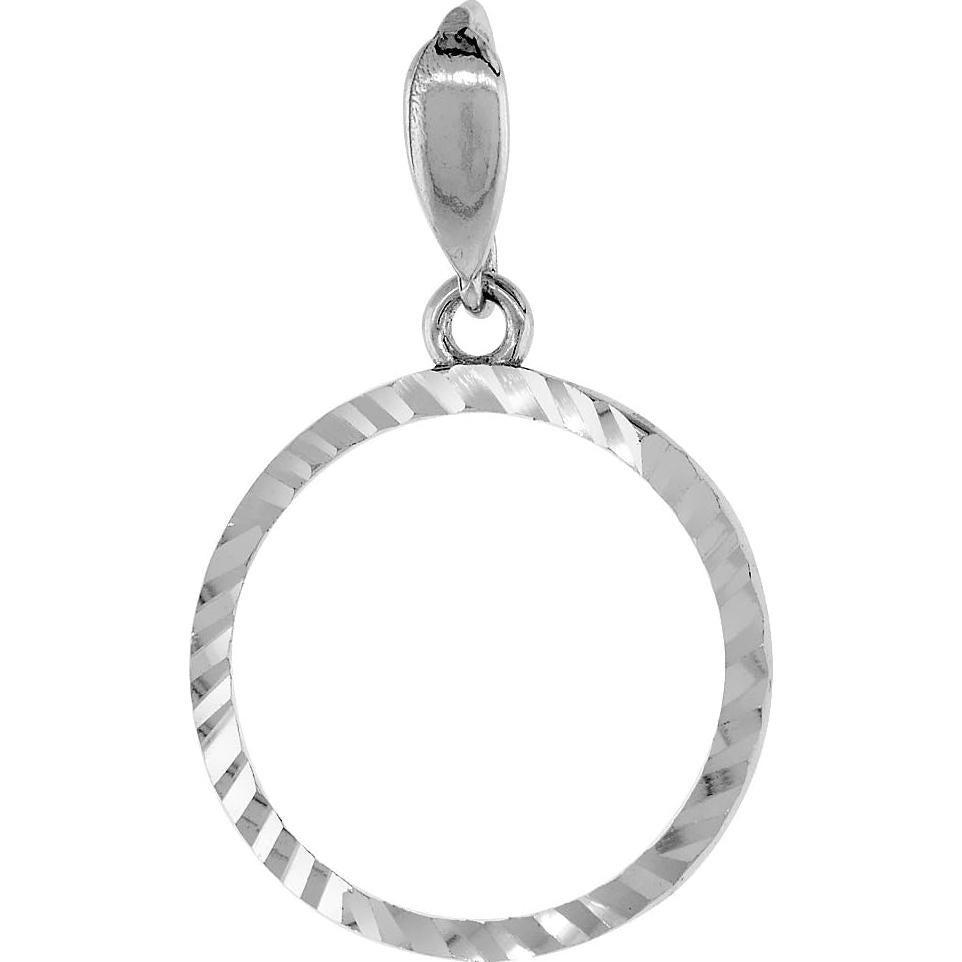 Bezel de Moneda de Plata Esterlina 19 mm con Corte de Diamante